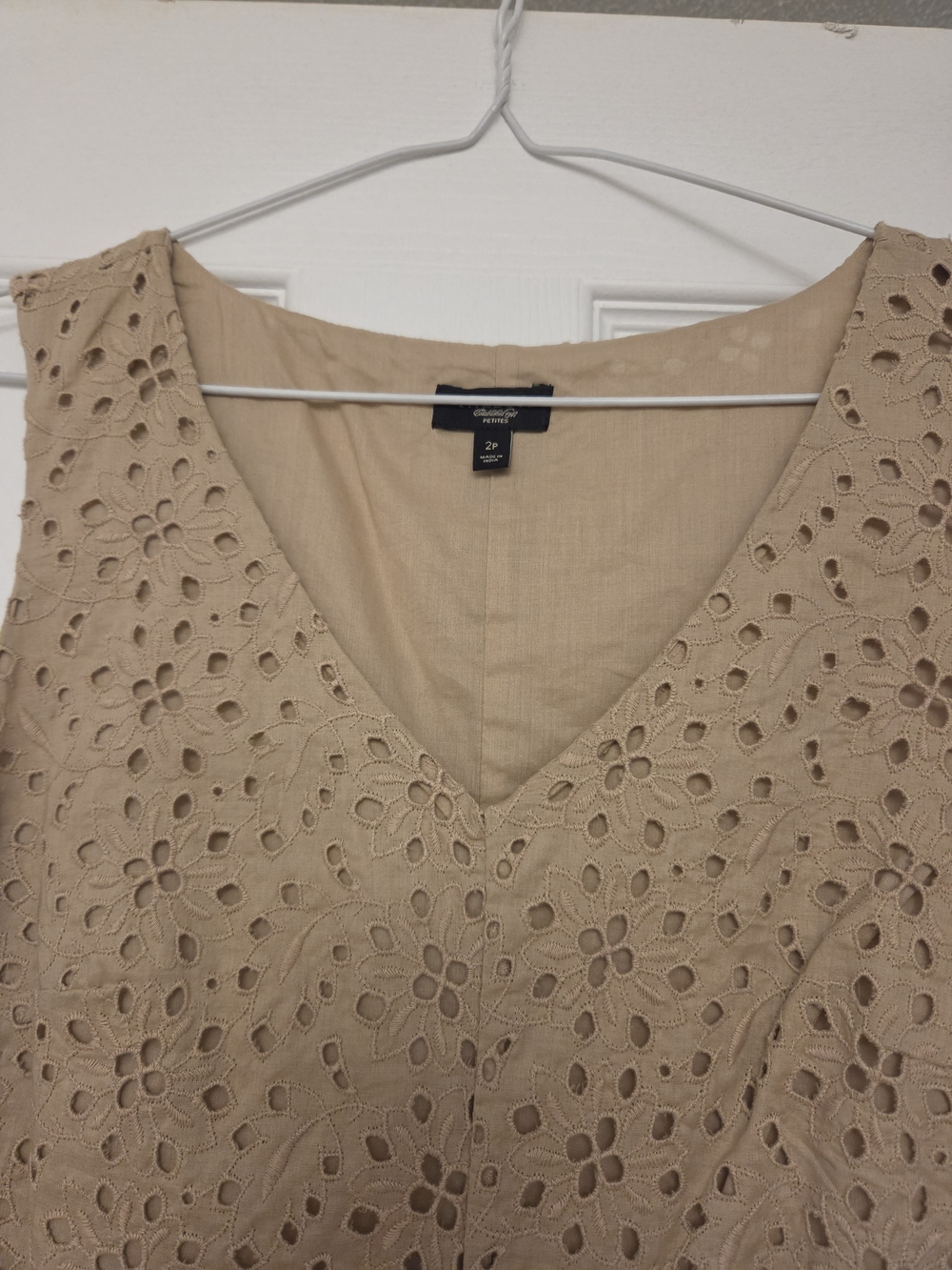 Talbots Beige Eyelet Sleeveless Sheath Dress - Picture 2 of 5
